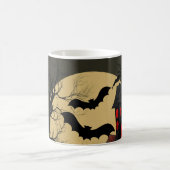 Halloween Black Red Haunted House Bat Full Moon Koffiemok (Center)