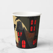 Halloween Black Red Haunted House Bat Full Moon Papieren Bekers (Achterkant)