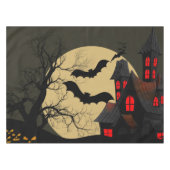 Halloween Black Red Haunted House Bat Full Moon Tafelkleed (Voorkant (Horizontaal))