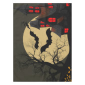 Halloween Black Red Haunted House Bat Full Moon Tafelkleed (Voorkant)