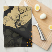 Halloween Black Red Haunted House Bat Full Moon Theedoek (Quarter Fold)