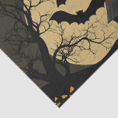 Halloween Black Red Haunted House Bat Full Moon Tissuepapier (Detail)