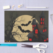 Halloween Black Red Haunted House Bat Full Moon Tissuepapier (Craft)