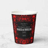 Halloween Black Red Skull Damask Gothic Custom Papieren Bekers (Achterkant)