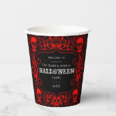 Halloween Black Red Skull Damask Gothic Custom Papieren Bekers (Voorkant)