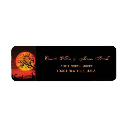 Halloween Black Return Address Labels (Voorkant)