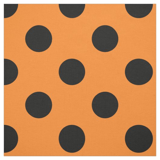 Halloween Black Sinaasappel Polka Dot Stof (Swatch)