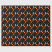 Halloween Black Skull Wrapping Paper Cadeaupapier (Vlak)