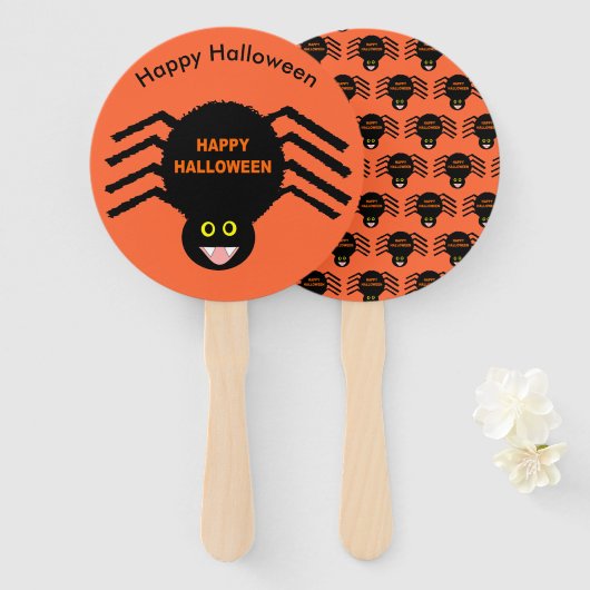 Halloween Black Spider Custom Hand Fan Handwaaier (Voorkant en achterkant)