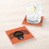 Halloween Black Spider Glass Onderzetter (Schuin)
