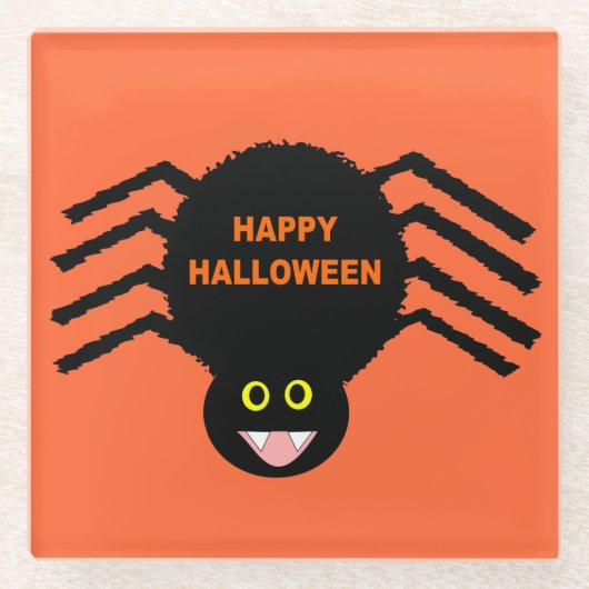Halloween Black Spider Glass Onderzetter (Voorkant)