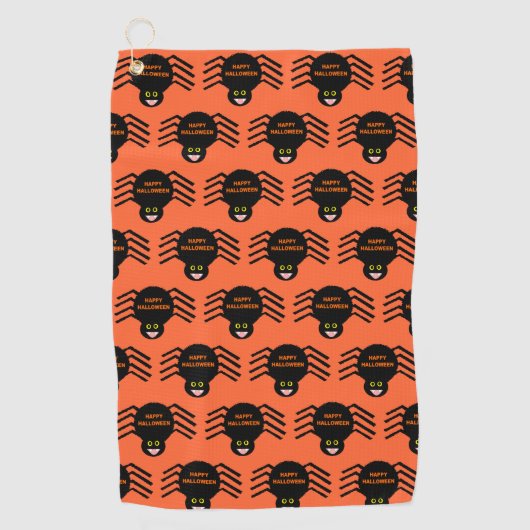 Halloween Black Spider Golf Towel Golfhanddoek (Voorkant)