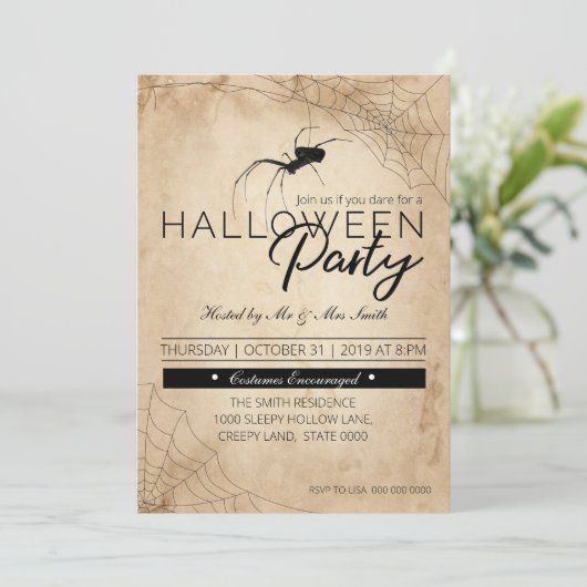 Halloween Black Spider Kaart (Staand voorkant)