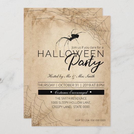 Halloween Black Spider Kaart (Voorkant / Achterkant)