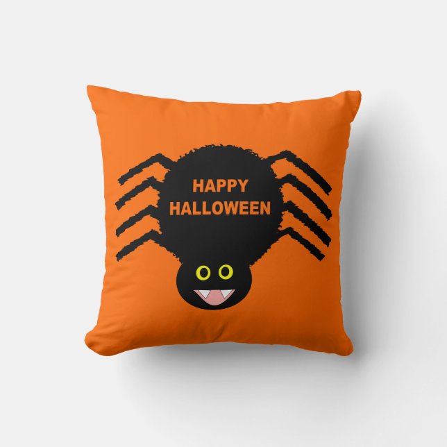 Halloween Black Spider Pillow Kussen (Voorkant)