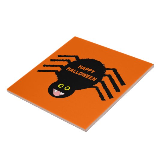Halloween Black Spider TileHa Tegeltje (Zijkant)