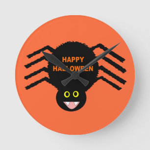 Halloween Black Spider Wall klok