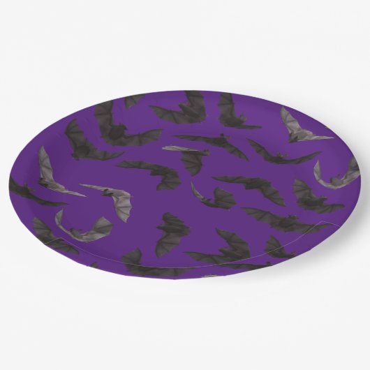 Halloween Black Spooky Bats Party Papieren Bordje (Gekanteld)