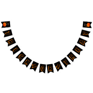 Halloween Black Trick or Treat Scary Typography Vlaggetjes