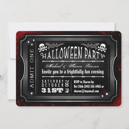 Halloween Black & White Bloody Geef een ticket toe Kaart (Voorkant)