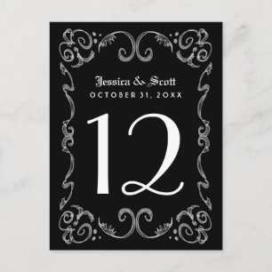 Halloween Black White gothic Table Number kaarten