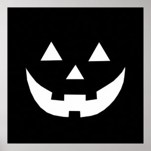 Halloween black white Jack o lantaarnpomkin Poster