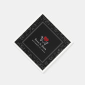 Halloween Black & White Skeletons & Heart Weddensc Servet (Hoek)
