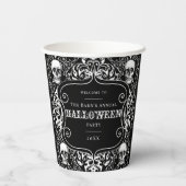 Halloween Black White Skull Damask Gothic Custom Papieren Bekers (Achterkant)