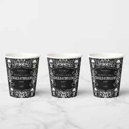 Halloween Black White Skull Damask Gothic Custom Papieren Bekers
