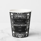 Halloween Black White Skull Damask Gothic Custom Papieren Bekers (Voorkant)