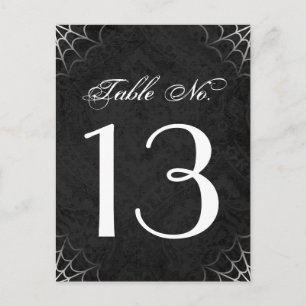 Halloween Black White Spider Web Table Number Card Briefkaart