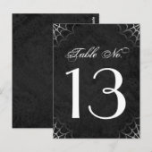 Halloween Black White Spider Webtafel Nummer Kaart (Voorkant / Achterkant)