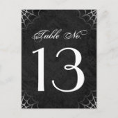 Halloween Black White Spider Webtafel Nummer Kaart (Voorkant)