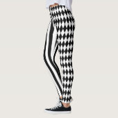Halloween Black White Stripes Harlequin Pattern Leggings (Links)