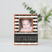 Halloween Black White Stripes Modern Boek Foto Briefkaart (Staand voorkant)
