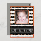 Halloween Black White Stripes Modern Boek Foto Briefkaart (Voorkant / Achterkant)