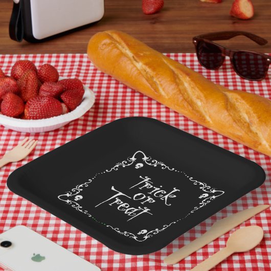 Halloween Black & White Trick or Treat Papieren Bordje (Picknick)