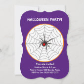 Halloween Black Widow Spider Invitation op Paars Kaart (Voorkant)