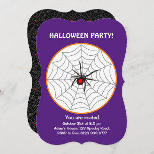 Halloween Black Widow Spider Invitation op Paars Kaart
