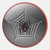 Halloween Black Widow Spider op een Web Round Ronde Sticker (Voorkant)