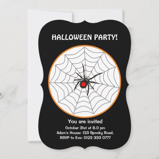 Halloween Black Widow Spider uitnodiging (Voorkant)