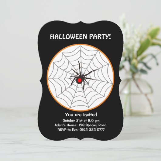 Halloween Black Widow Spider uitnodiging (Staand voorkant)