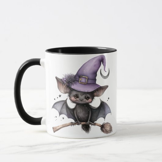 Halloween Black Witch Bat Koffie Mok (Links)