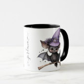 Halloween Black Witch Bat Koffie Mok (Voorkant rechts)
