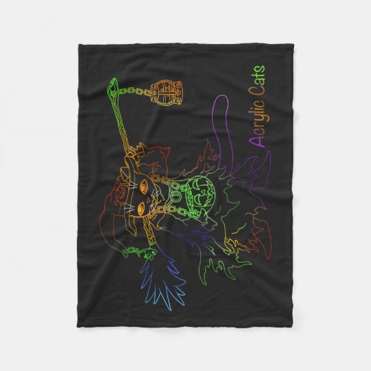 Halloween Black Witch Cat Fleece Deken (Voorkant)