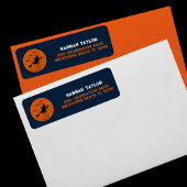 Halloween Black Witch Flying Oranje Moon Etiket