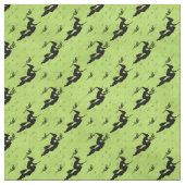 Halloween Black Witch Silhouette Pattern Green Stof (Swatch)