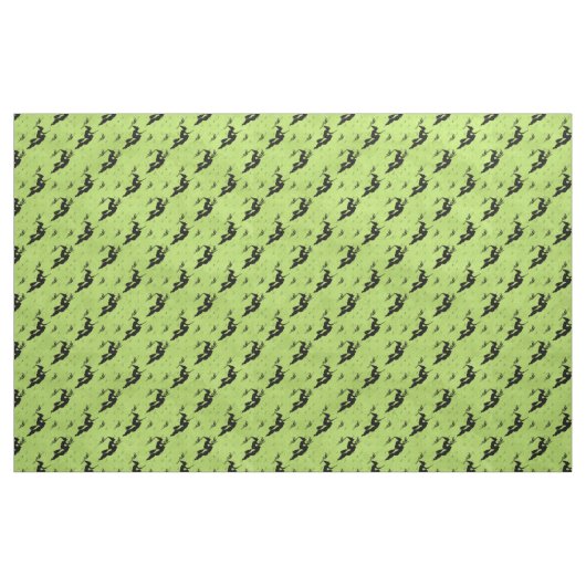 Halloween Black Witch Silhouette Pattern Green Stof (Fat Quarter)