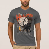 HALLOWEEN BLACK WITCHES CAT-MANNEN T-SHIRT (Voorkant)