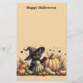 Halloween Black Witch's Kitten met pompoenen kaleb Briefpapier (Voorkant)